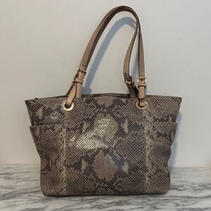 Michael Kors Python snake print gray leather tote bag